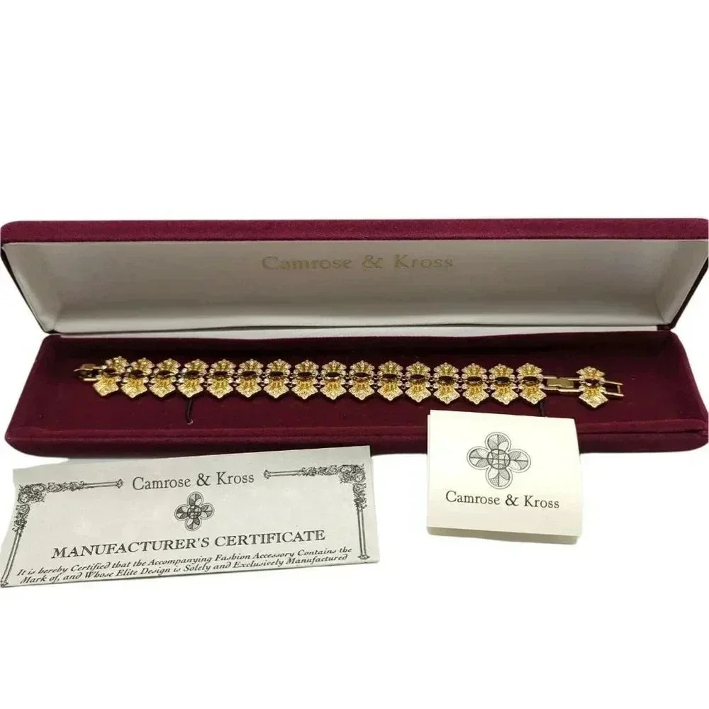 Camrose Kross JBK Orange Topaz Clear Rhinestone Bracelet COA New Chain Link